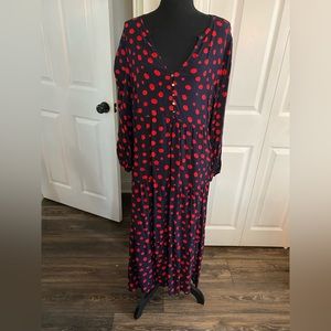 Loft navy and red polka dot dress